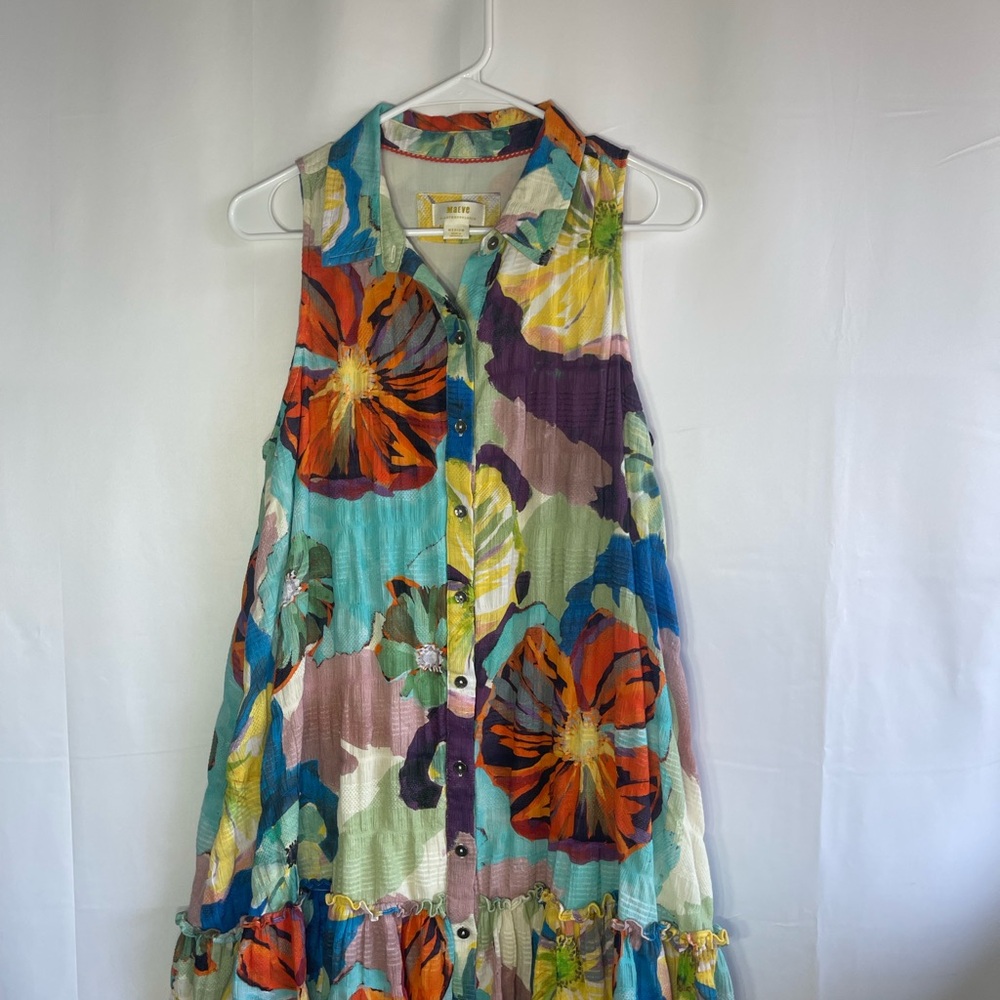 Maeve Multicolor Floral Sleeveless Button-Front Dress